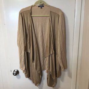 Lisa rinna beige faux suede cardigan